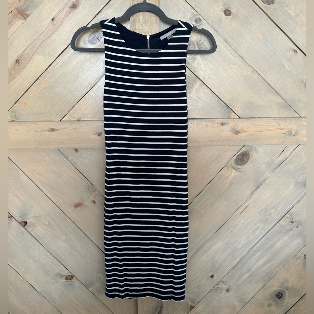 TART bodycon navy stripe dress size S.